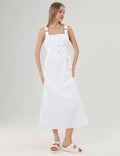 Ladies White Square Neckline Midi Dress SKD362 - SWEETKAMA