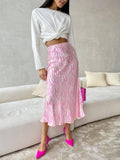 Ladies Zebra Print Satin Ziper Long Skirt BSQ3455 - SWEETKAMA