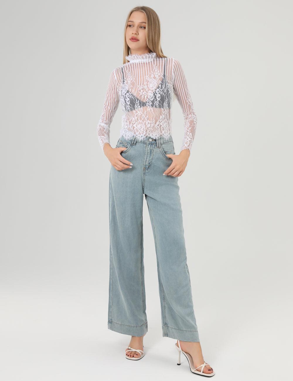 Lux Layering Lace See Through Mesh Top SKT389 - SWEETKAMA