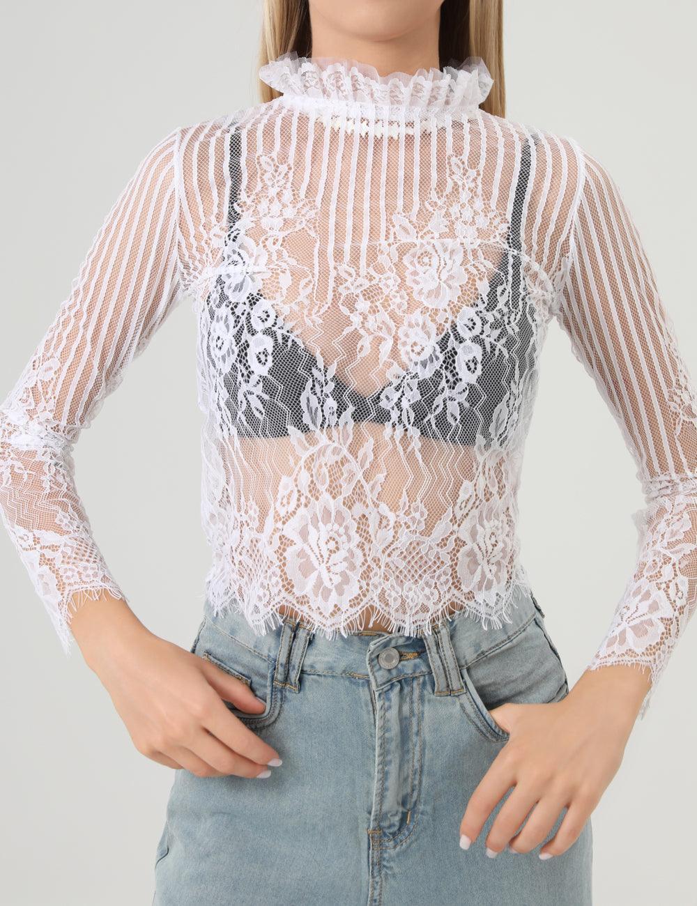 Lux Layering Lace See Through Mesh Top SKT389 - SWEETKAMA