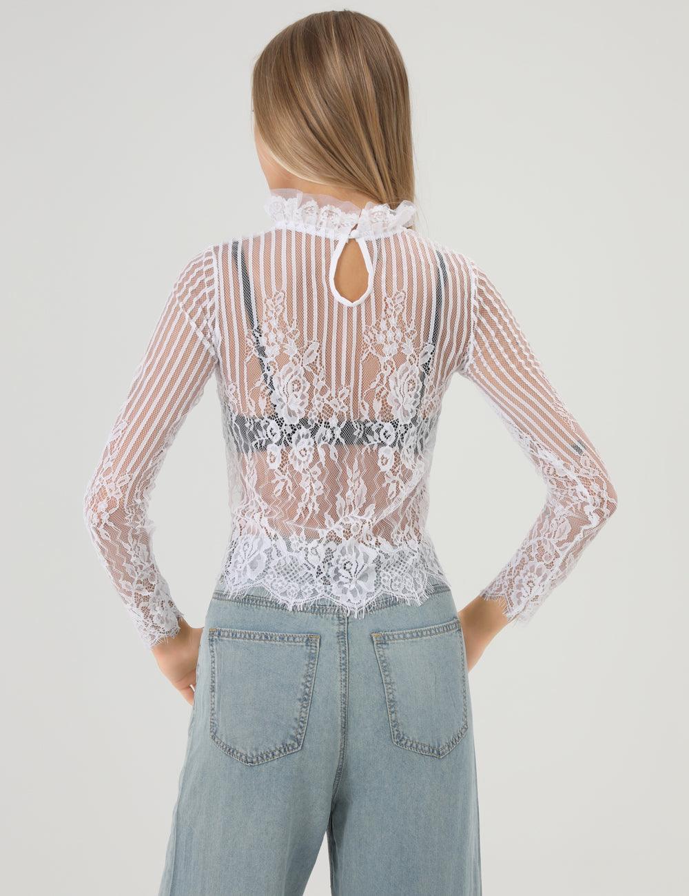 Lux Layering Lace See Through Mesh Top SKT389 - SWEETKAMA