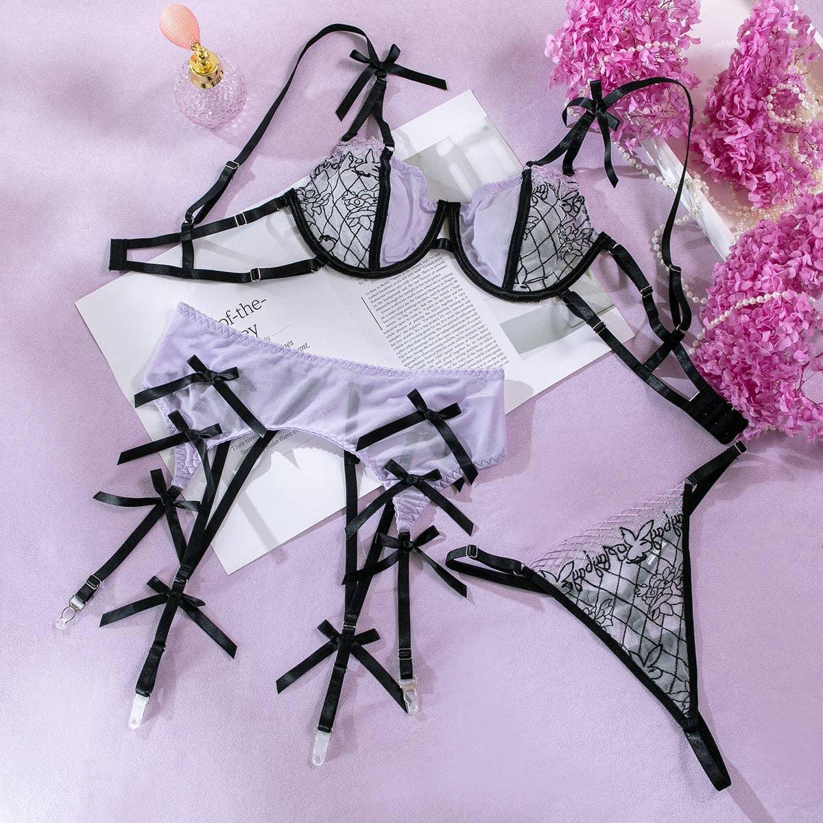 Mesh Lace Stitching Perspective Lingerie Set 3322 - SWEETKAMA