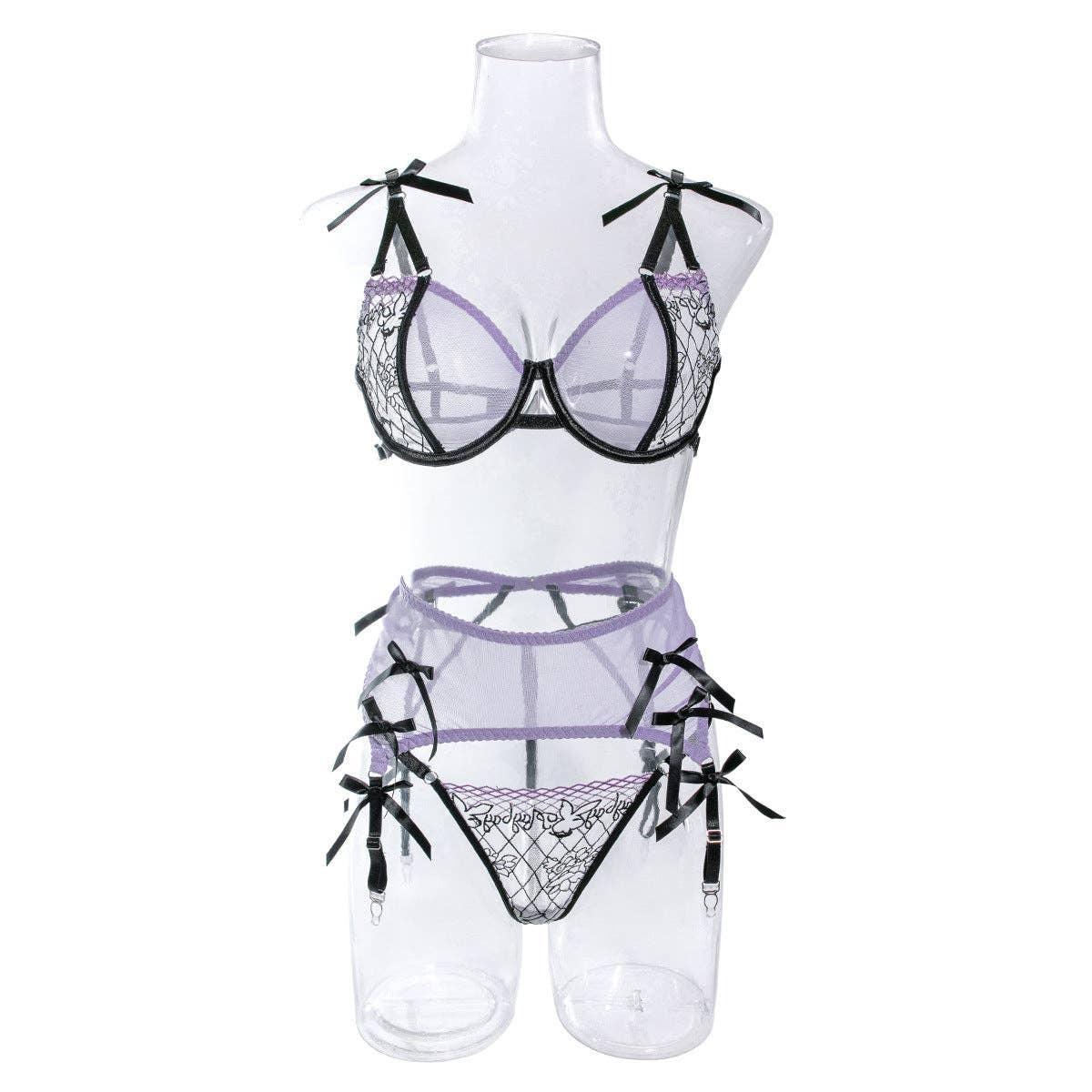 Mesh Lace Stitching Perspective Lingerie Set 3322 - SWEETKAMA