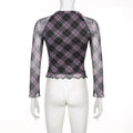 Missy Argyle Mesh Bow Selvedge Blouse 07557 - SWEETKAMA