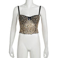 Missy Leopard Print Mesh Bow Lace Splicing Cami 11093 - SWEETKAMA