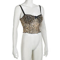 Missy Leopard Print Mesh Bow Lace Splicing Cami 11093 - SWEETKAMA