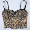 Missy Leopard Print Mesh Bow Lace Splicing Cami 11093 - SWEETKAMA