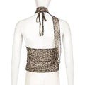 Missy Leopard Print Thin Scarf Flounce Halter Top 12489 - SWEETKAMA