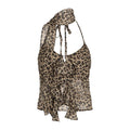 Missy Leopard Print Thin Scarf Flounce Halter Top 12489 - SWEETKAMA