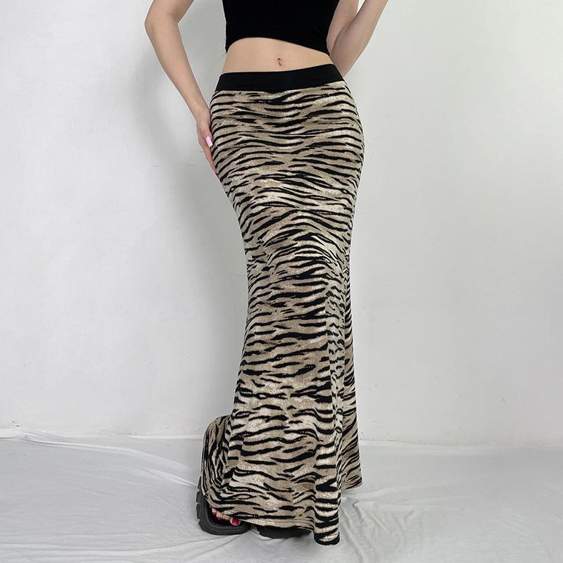 Missy Tiger Stripe Tube Shape Midi Skirt 12884 - SWEETKAMA