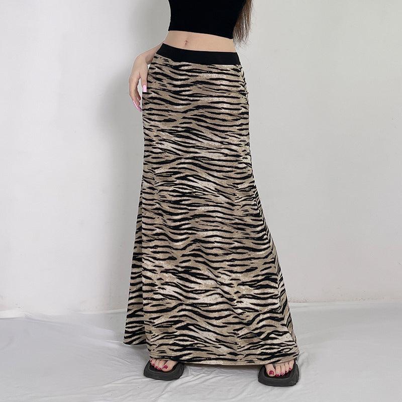 Missy Tiger Stripe Tube Shape Midi Skirt 12884 - SWEETKAMA