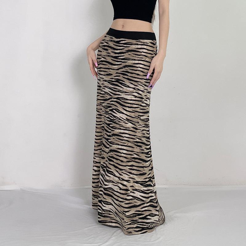 Missy Tiger Stripe Tube Shape Midi Skirt 12884 - SWEETKAMA