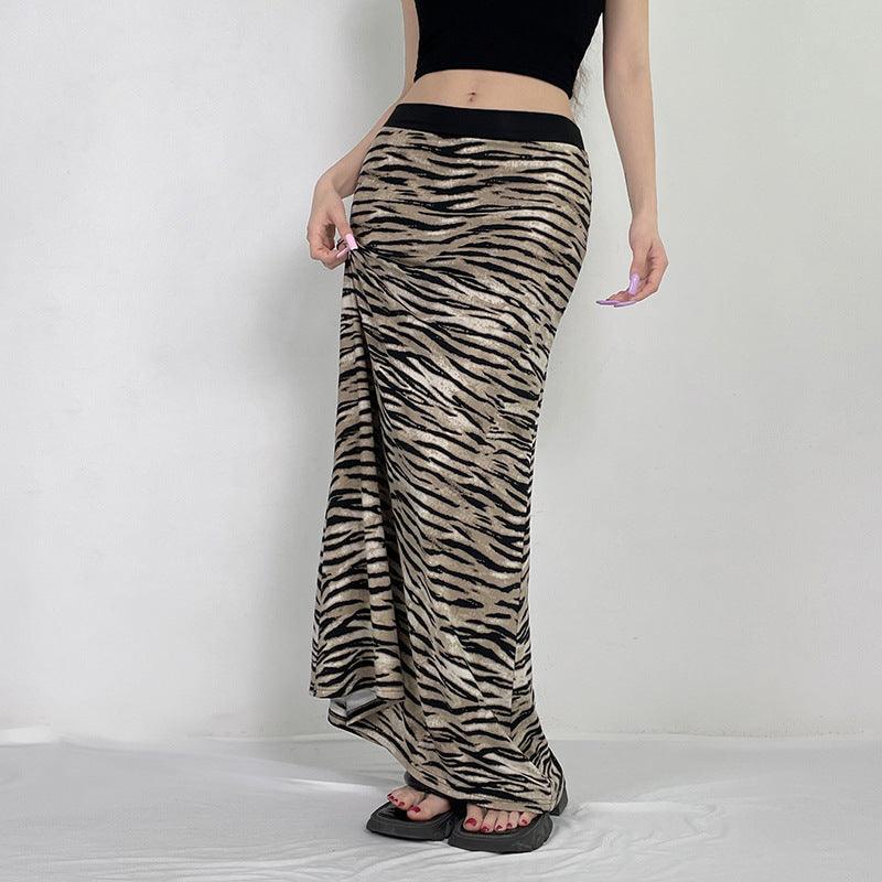 Missy Tiger Stripe Tube Shape Midi Skirt 12884 - SWEETKAMA