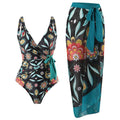 Multicolor Floral Print One Piece Swimweai with Cover Y115 - SWEETKAMA