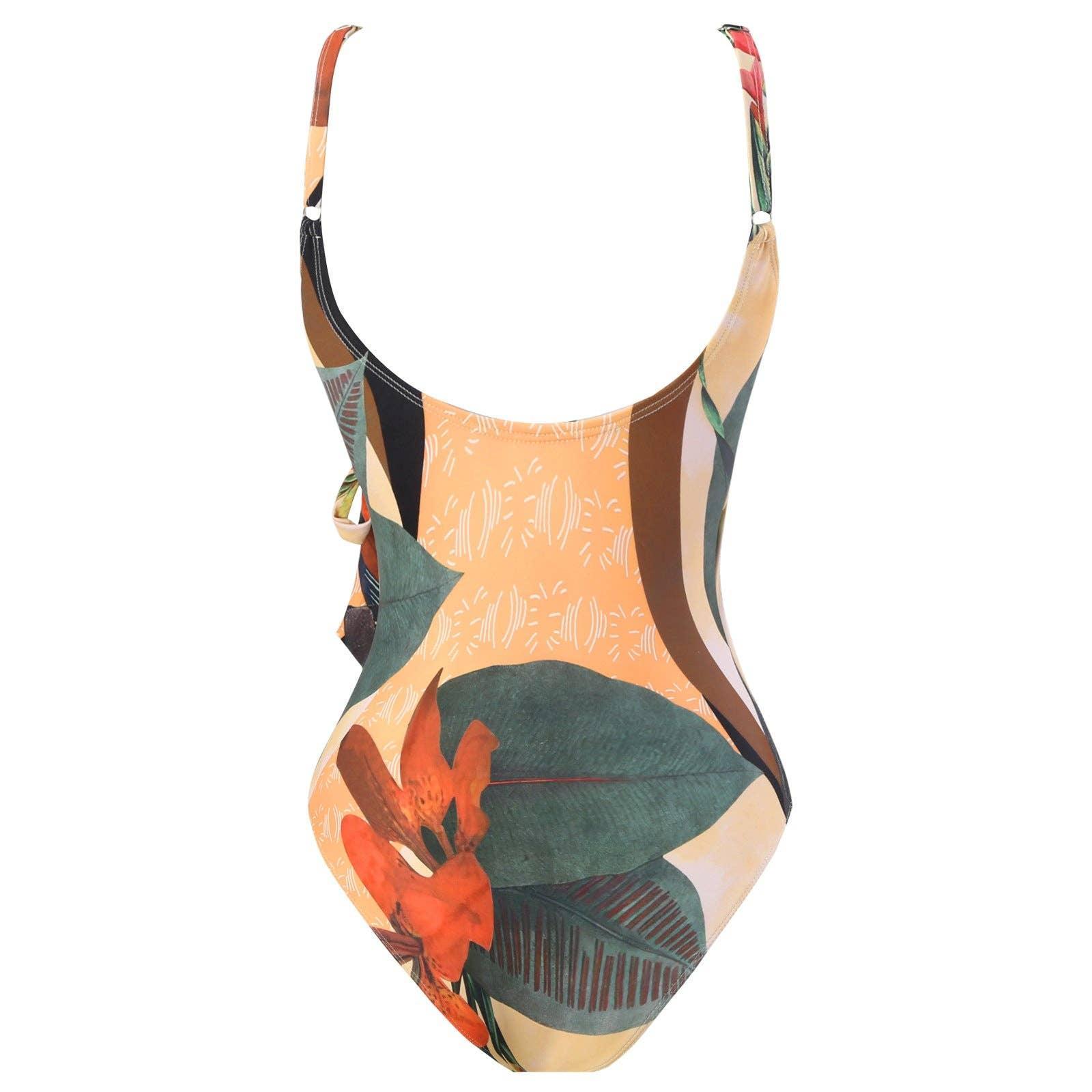 Multicolor Floral Print One Piece Swimweai with Cover Y115 - SWEETKAMA