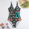 Multicolor Floral Print One Piece Swimweai with Cover Y115 - SWEETKAMA