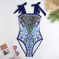 NEW Tie Shoulder One Piece Swimsuit with Sarong Wrap Up Y118 - SWEETKAMA