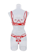 Rose Embroidery Lace Perspective Lingerie Set HF-4174 - SWEETKAMA