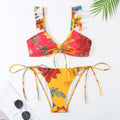 Ruffle Shoulder Straps Bikini Set with Cover Y298 - SWEETKAMA