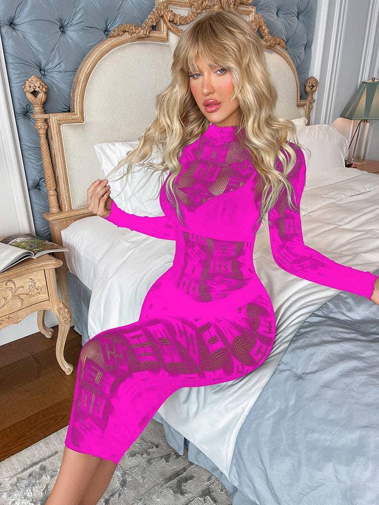 See Through Hollow Out Lingerie Dress Bodystocking W573 - SWEETKAMA