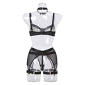 See Through Lingerie Set with Garter Belt CQX0834 - SWEETKAMA