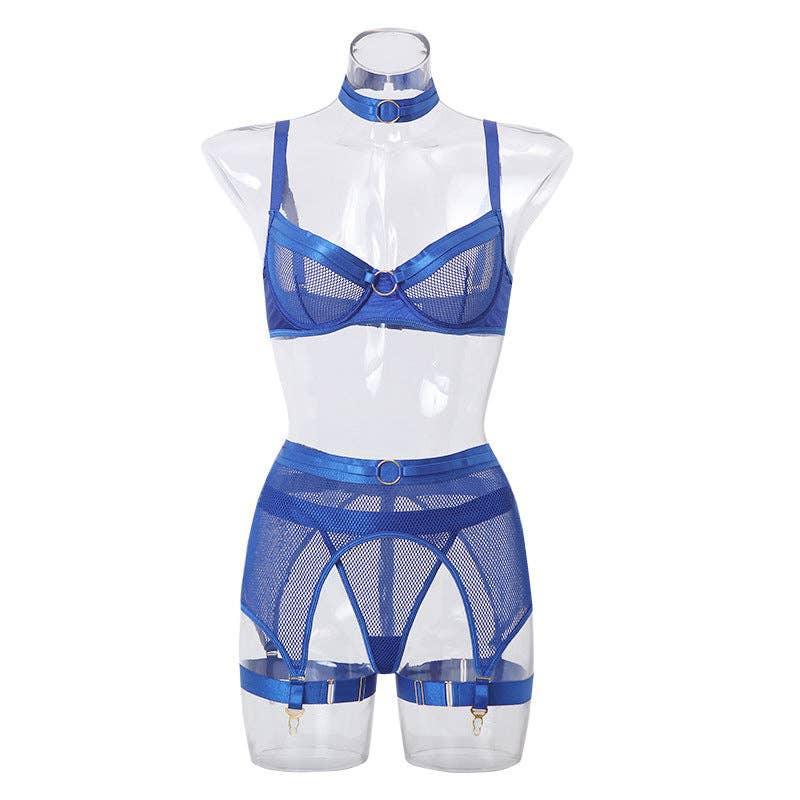 See Through Lingerie Set with Garter Belt CQX0834 - SWEETKAMA