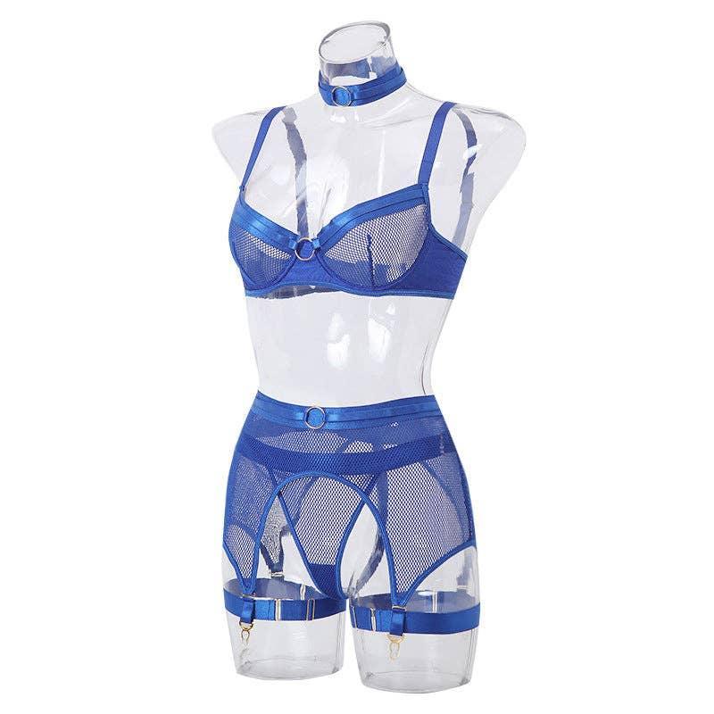 See Through Lingerie Set with Garter Belt CQX0834 - SWEETKAMA