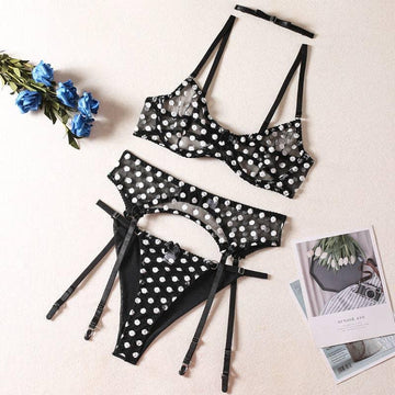 Sexy Dot Print Lingerie Set R0048A - SWEETKAMA