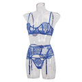 Sexy Embroidery Lingerie Set with Garter Belt CQX0500 - SWEETKAMA