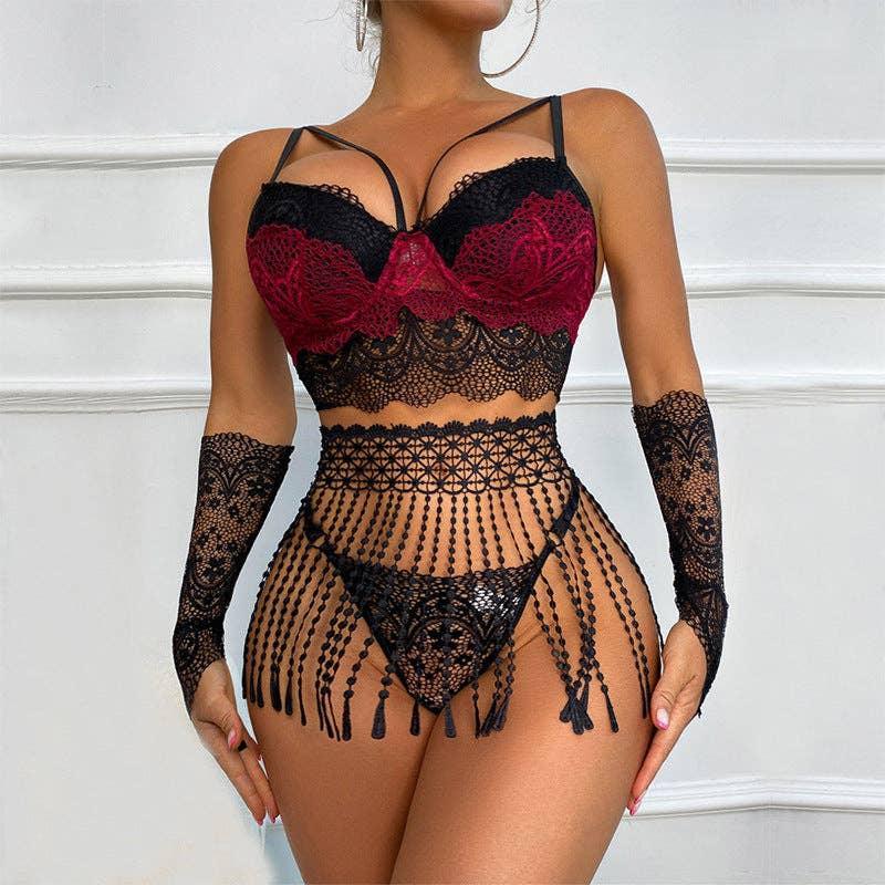 Sexy Lace 4PCS Lingerie Set W221002 - SWEETKAMA