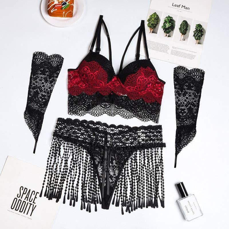 Sexy Lace 4PCS Lingerie Set W221002 - SWEETKAMA