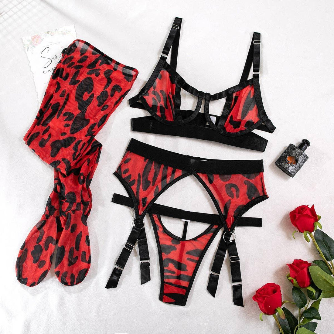 Sexy Leopard Print Lingerie Set R0092A - SWEETKAMA