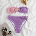 Shell Collection Wrinkle Solid Color 2PCS Bikini Set Y76 - SWEETKAMA