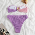 Shell Collection Wrinkle Solid Color 2PCS Bikini Set Y76 - SWEETKAMA