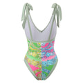 Shoulder Tie One Piece Swimsuit with Sarong Wrap Up Y116 - SWEETKAMA