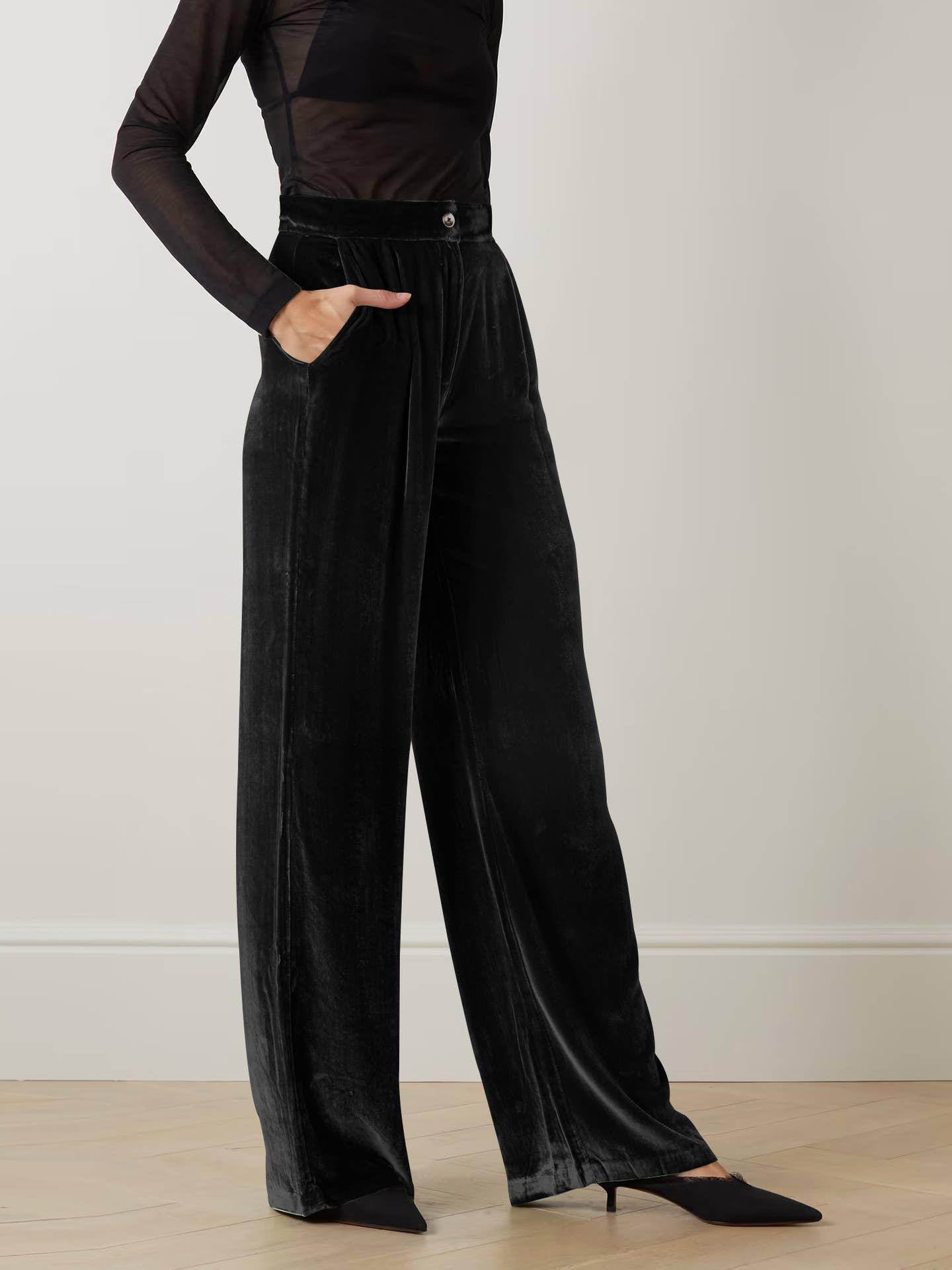 Solid Color Casual Style Wide Leg Velvet Pants GKBE001 - SWEETKAMA