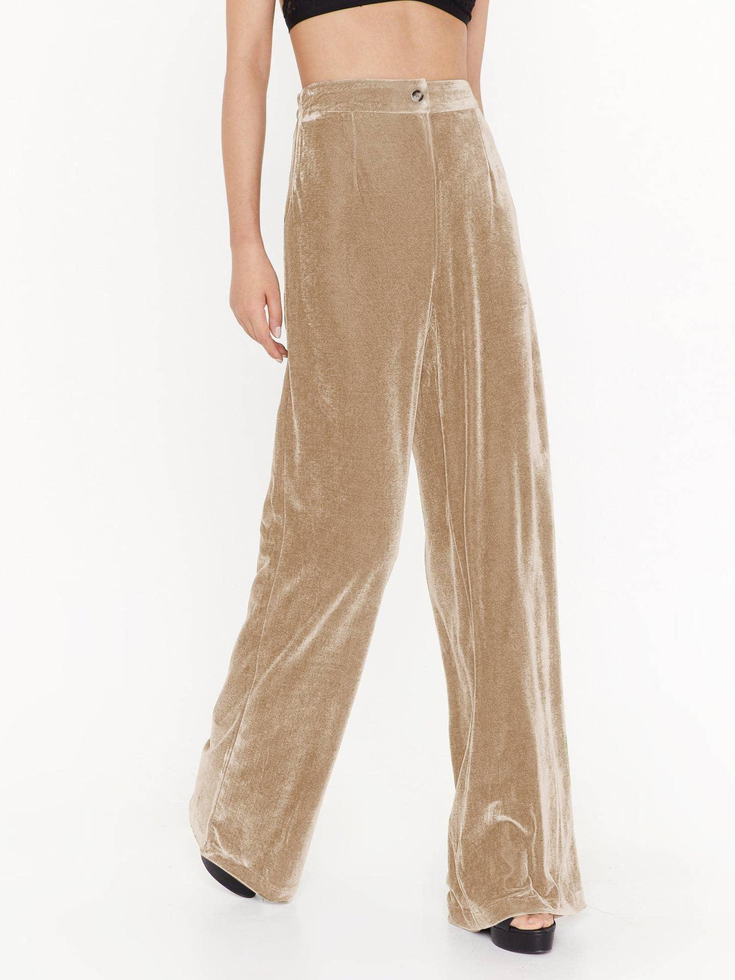 Solid Color Casual Style Wide Leg Velvet Pants GKBE001 - SWEETKAMA