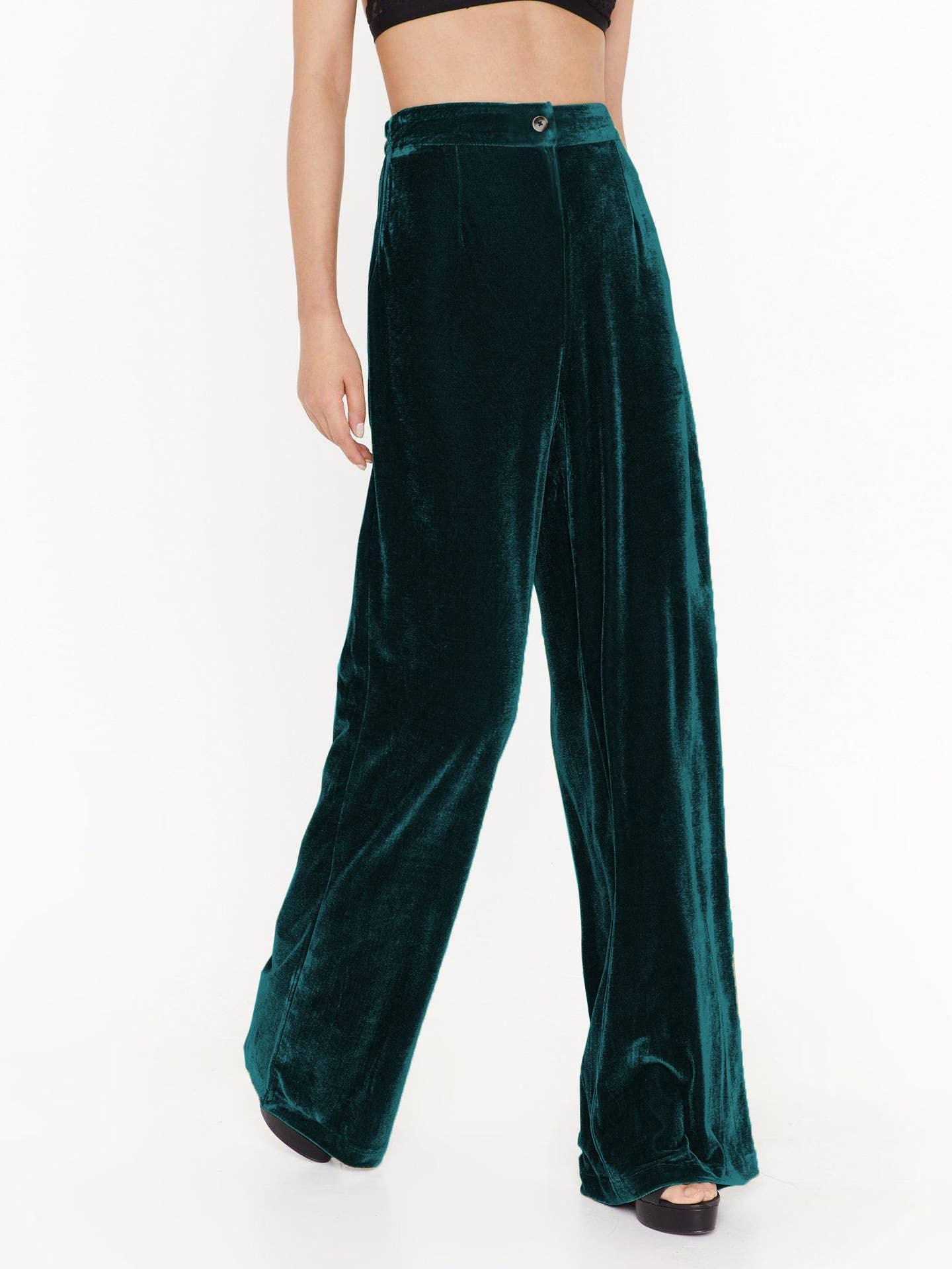 Solid Color Casual Style Wide Leg Velvet Pants GKBE001 - SWEETKAMA