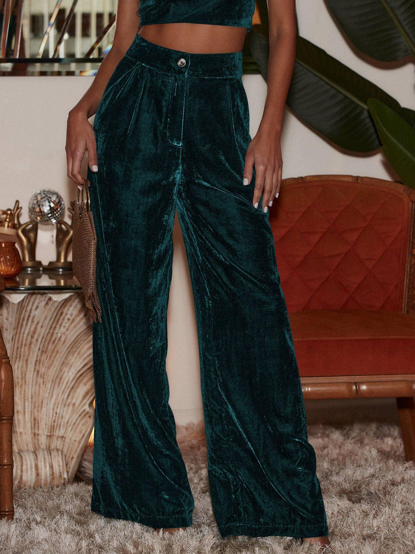 Solid Color Casual Style Wide Leg Velvet Pants GKBE001 - SWEETKAMA