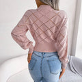 Solid Color Hollow Out Close Crop Knit Sweater 2035 - SWEETKAMA