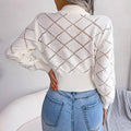 Solid Color Hollow Out Close Crop Knit Sweater 2035 - SWEETKAMA