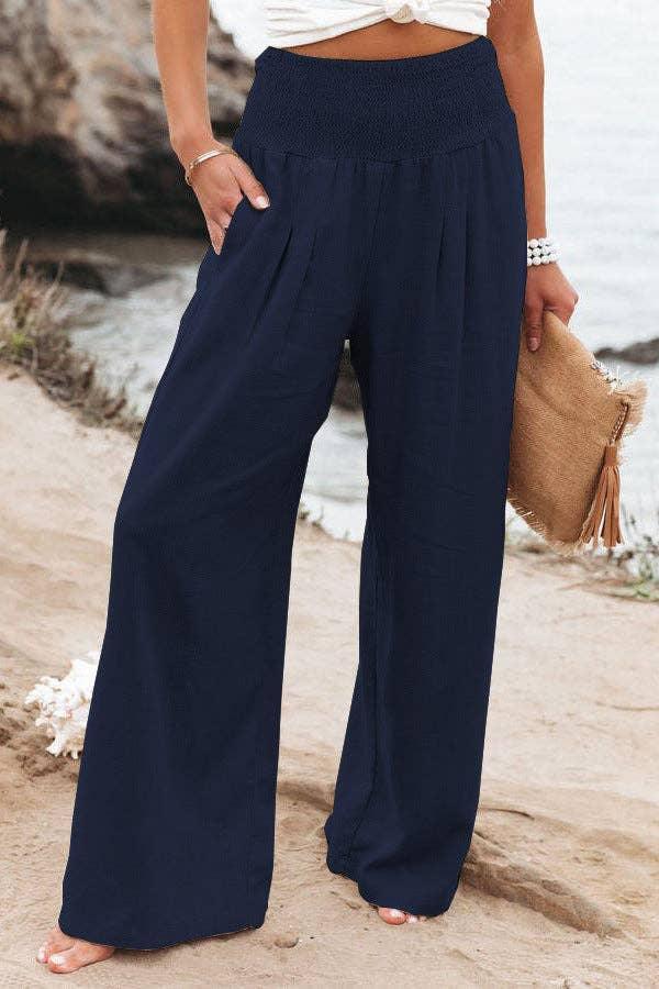 Solid Color Ladies Wide Leg Pants RX6602 - SWEETKAMA