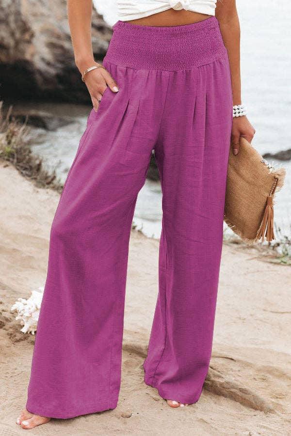 Solid Color Ladies Wide Leg Pants RX6602 - SWEETKAMA