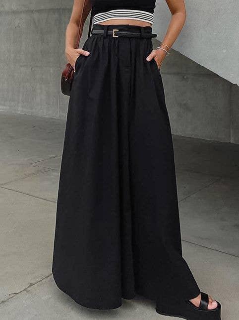 Solid Color Large Hem Ladies Maxi Skirt BSQ3958 - SWEETKAMA