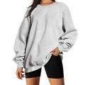 Solid Color Long Sleeves Round Neck Hoodie Top H3991 - SWEETKAMA