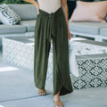 Solid Color Mid Waist Ladies Wide Leg Pants RX6601 - SWEETKAMA