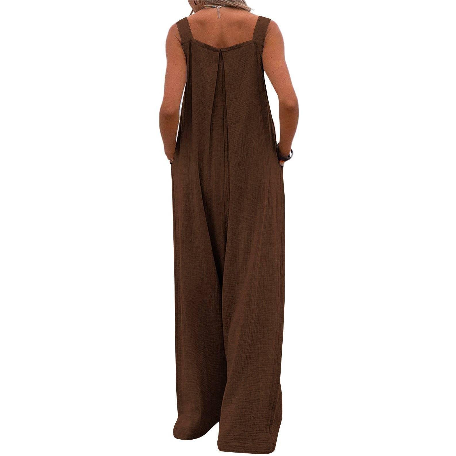 Solid Color Overall Loose Crepe Jumpsuits SKJ162 - SWEETKAMA