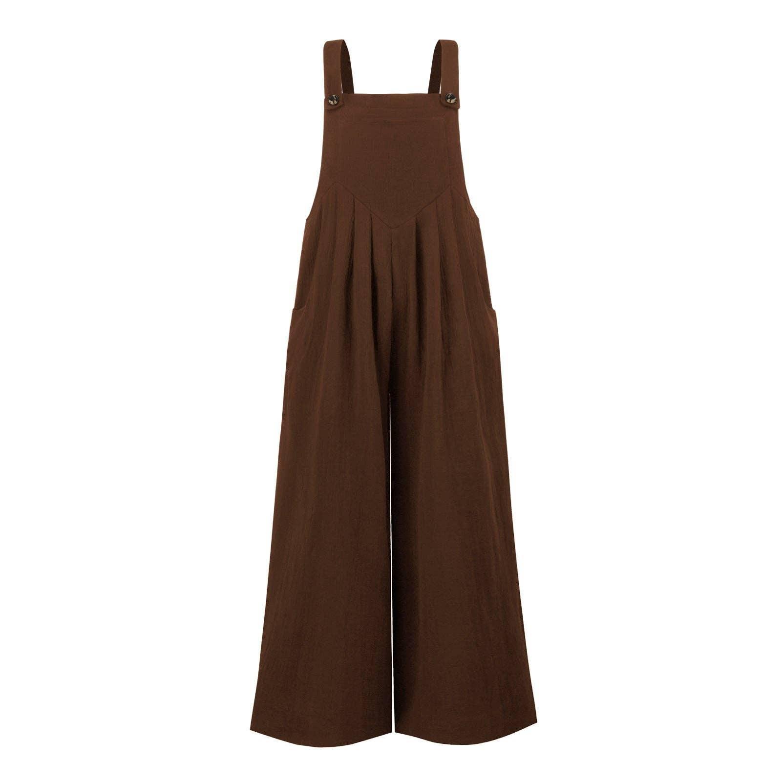 Solid Color Overall Loose Crepe Jumpsuits SKJ162 - SWEETKAMA