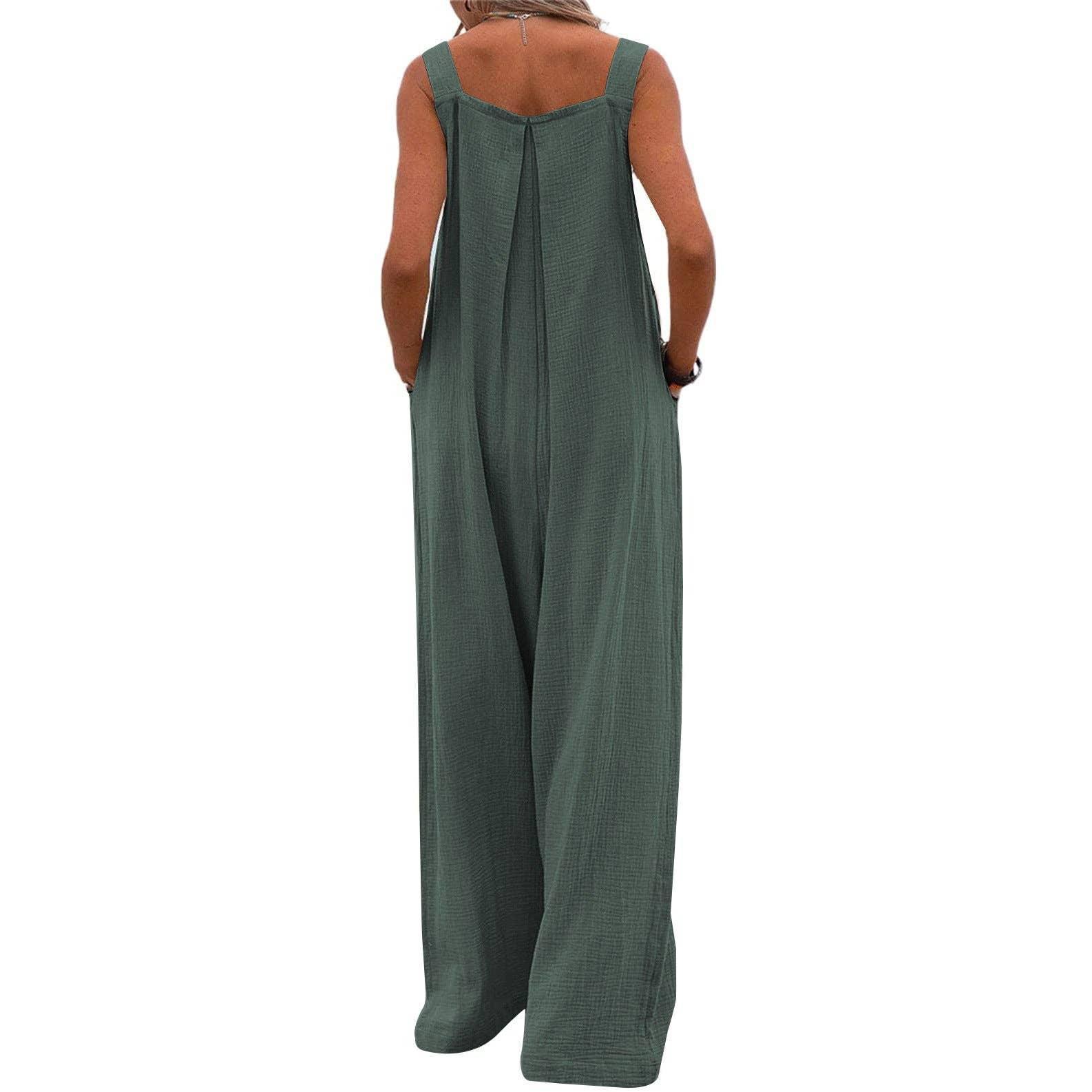 Solid Color Overall Loose Crepe Jumpsuits SKJ162 - SWEETKAMA