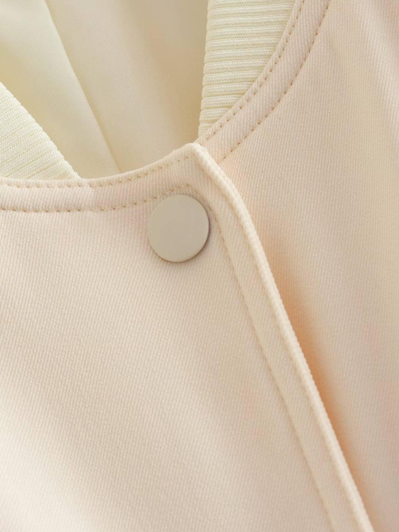 Solid Color Pocket Long Sleeves Collar Jacket A19621 - SWEETKAMA